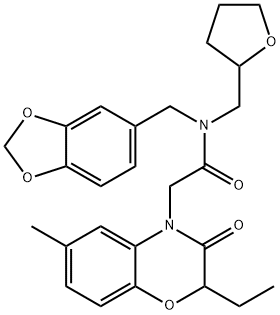 4H-1,4-Benzoxazine-4-acetamide,N-(1,3-benzodioxol-5-ylmethyl)-2-ethyl-2,3-dihydro-6-methyl-3-oxo-N-[(tetrahydro-2-furanyl)methyl]-(9CI) Struktur