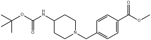 Methyl 4-[4-(tert-butoxycarbonylamino)piperidin-1-yl]methylbenzoate Struktur