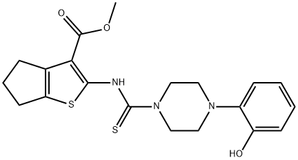 methyl 2-(4-(2-hydroxyphenyl)piperazine-1-carbothioamido)-5,6-dihydro-4H-cyclopenta[b]thiophene-3-carboxylate Struktur