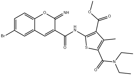 methyl 2-(6-bromo-2-imino-2H-chromene-3-carboxamido)-5-(diethylcarbamoyl)-4-methylthiophene-3-carboxylate Struktur