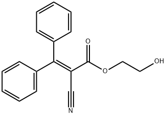 2-Hydroxyethyl 2-cyano-3,3-diphenyl-2-propenoate Struktur