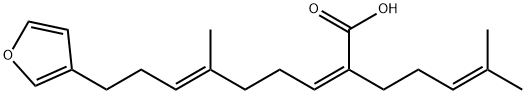 (2Z,6E)-2-(4-メチル-3-ペンテニル)-6-メチル-9-(3-フリル)-2,6-ノナジエン酸 化學(xué)構(gòu)造式