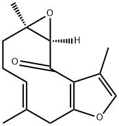 (1aR,4E,10aR)-1a,3,6,10a-Tetrahydro-1a,5,9-trimethyloxireno[4,5]cyclodeca[1,2-b]furan-10(2H)-one Struktur