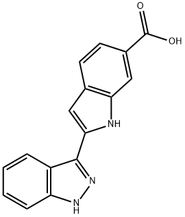 1H-Indole-6-carboxylic acid, 2-(1H-indazol-3-yl)- Struktur