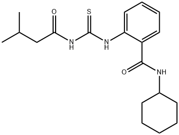 N-cyclohexyl-2-(3-methylbutanoylcarbamothioylamino)benzamide Struktur