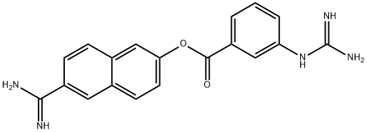 Benzoic acid, 3-[(aminoiminomethyl)amino]-, 6-(aminoiminomethyl)-2-naphthalenyl ester Struktur