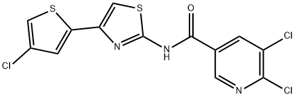 3-Pyridinecarboxamide, 5,6-dichloro-N-[4-(4-chloro-2-thienyl)-2-thiazolyl]- Struktur