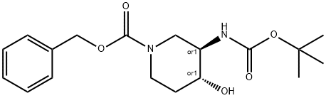 (3R,4R)-BENZYL 3-(TERT-BUTOXYCARBONYLAMINO)-4-HYDROXYPIPERIDINE-1-CARBOXYLATE Struktur