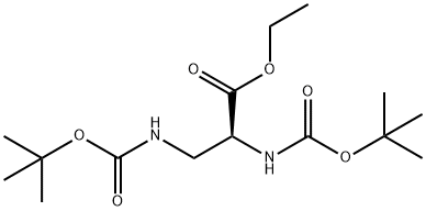 L-Alanine, N-[(1,1-dimethylethoxy)carbonyl]-3-[[(1,1-dimethylethoxy)carbonyl]amino]-, ethyl ester Struktur