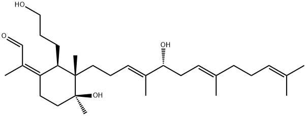 2-[(2R)-3α-[(3E,6E)-5-Hydroxy-4,8,12-trimethyl-3,6,11-tridecatrienyl]-3,4-dimethyl-4β-hydroxy-2β-(3-hydroxypropyl)cyclohexylidene]propanal Struktur