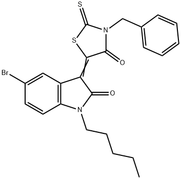 (5Z)-3-benzyl-5-(5-bromo-2-oxo-1-pentylindol-3-ylidene)-2-sulfanylidene-1,3-thiazolidin-4-one Struktur