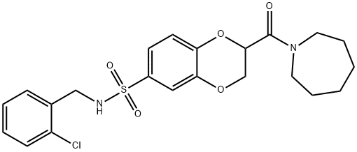 2-(1-Azepanylcarbonyl)-N-(2-chlorobenzyl)-2,3-dihydro-1,4-benzodioxine-6-sulfonamide Struktur