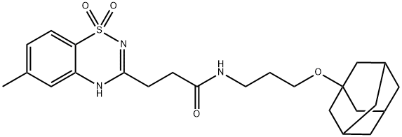 4H-1,2,4-Benzothiadiazine-3-propanamide, 6-methyl-N-[3-(tricyclo[3.3.1.13,7]dec-1-yloxy)propyl]-, 1,1-dioxide Struktur