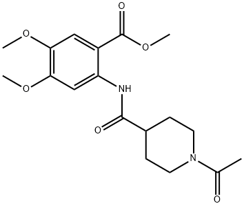 methyl 2-(1-acetylpiperidine-4-carboxamido)-4,5-dimethoxybenzoate Struktur