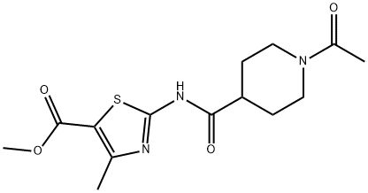 methyl 2-(1-acetylpiperidine-4-carboxamido)-4-methylthiazole-5-carboxylate Struktur