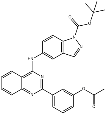 1H-Indazole-1-carboxylic acid, 5-[[2-[3-(acetyloxy)phenyl]-4-quinazolinyl]amino]-, 1,1-dimethylethyl ester Struktur