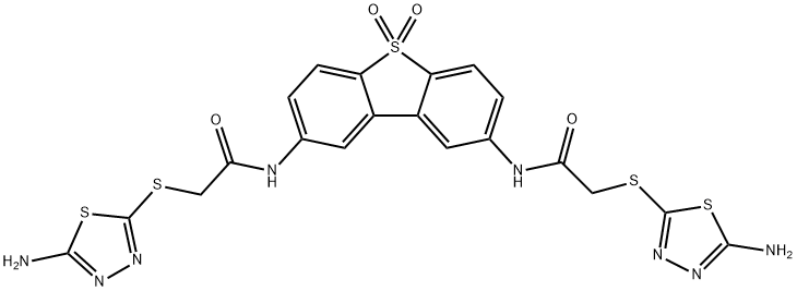 N,N'-(5,5-dioxidodibenzo[b,d]thiene-2,8-diyl)bis{2-[(5-amino-1,3,4-thiadiazol-2-yl)sulfanyl]acetamide} Struktur