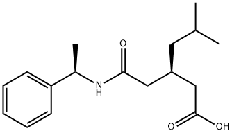 Hexanoic acid, 5-methyl-3-[2-oxo-2-[[(1R)-1-phenylethyl]amino]ethyl]-, (3R)- Struktur