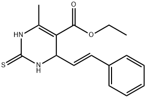 ethyl 6-methyl-4-[(E)-2-phenylethenyl]-2-sulfanylidene-3,4-dihydro-1H-pyrimidine-5-carboxylate Struktur