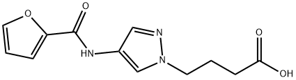 4-(4-(furan-2-carboxamido)-1H-pyrazol-1-yl)butanoic acid Struktur