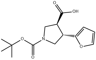 (Tert-Butoxy)Carbonyl (±)-trans-4-(2-furanyl)-pyrrolidine-3-carboxylic acid Struktur