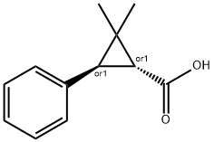 Cyclopropanecarboxylic acid, 2,2-dimethyl-3-phenyl-, (1R,3R)-rel- Struktur