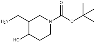 1-Piperidinecarboxylic acid, 3-(aminomethyl)-4-hydroxy-, 1,1-dimethylethyl ester Struktur