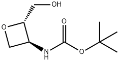 Carbamic acid, N-[(2S,3S)-2-(hydroxymethyl)-3-oxetanyl]-, 1,1-dimethylethyl ester Struktur