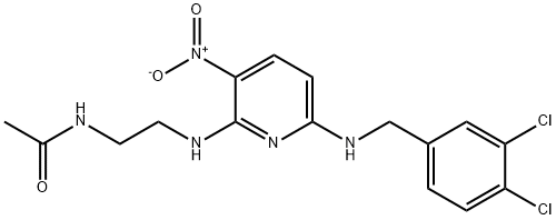 Acetamide, N-[2-[[6-[[(3,4-dichlorophenyl)methyl]amino]-3-nitro-2-pyridinyl]amino]ethyl]- Struktur