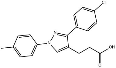 JR-6881, 3-(3-(4-Chlorophenyl)-1-p-tolyl-1H-pyrazol-4-yl)propanoic acid, 97% Struktur