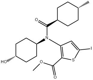 3-[(4-hydroxycyclohexyl)-(4-methylcyclohexanecarbonyl)-amino]-5-iodo-thiophene-2-carbox
ylic acid methyl ester Struktur