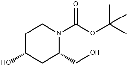 1-N-BOC-(2R,4R)-4-HYDROXY-2-(HYDROXYMETHYL) PIPERIDINE Struktur