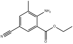 Benzoic acid, 2-amino-5-cyano-3-methyl-, ethyl ester Struktur