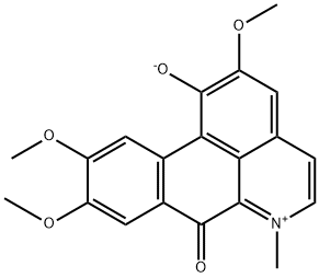 7H-Dibenzo[de,g]quinolinium, 1-hydroxy-2,9,10-trimethoxy-6-methyl-7-oxo-, inner salt Struktur