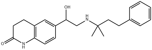 2(1H)-Quinolinone, 6-[2-[(1,1-dimethyl-3-phenylpropyl)amino]-1-hydroxyethyl]-3,4-dihydro- Struktur