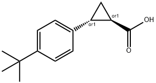 trans-2-(4-(tert-butyl)phenyl)cyclopropane-1-carboxylic acid Struktur