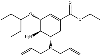 1-Cyclohexene-1-carboxylic acid, 4-amino-5-(di-2-propen-1-ylamino)-3-(1-ethylpropoxy)-, ethyl ester, (3R,4R,5S)- Struktur