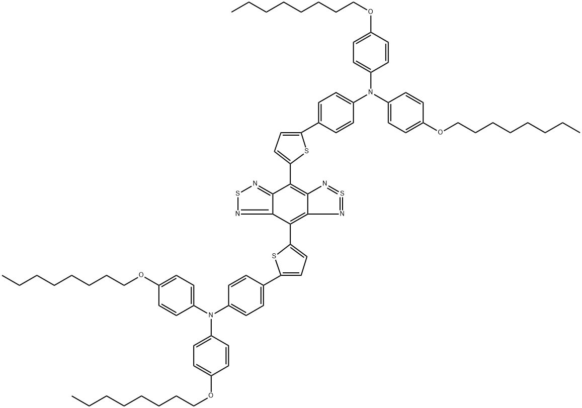 4,8-diyldi-5,2-thiophenediylbis[4-(N,N-bis(4-octyloxyphenyl)amino)phenyl]benzo[1,2-c:4,5-c']bis([1,2,5]thiadiazole) Struktur