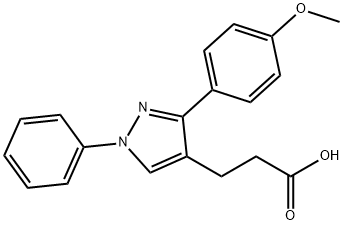 JR-6898, 3-(3-(4-Methoxyphenyl)-1-phenyl-1H-pyrazol-4-yl)propanoic acid, 97% Struktur