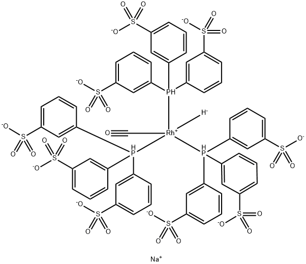 Rhodate(9-), carbonylhydrotris[[3,3',3''-(phosphinidyne-κP)tris[benzenesulfonato]](3-)]-, sodium (1:9), (TB-5-23)- Struktur