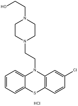 2-{4-[2-(2-Chloro-phenothiazin-10-yl)-ethyl]-piperazino}-ethanol dihydrochloride Struktur