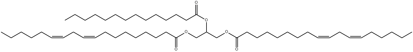 9,12-Octadecadienoic acid (9Z,12Z)-, 1,1'-[2-[(1-oxotetradecyl)oxy]-1,3-propanediyl] ester Struktur