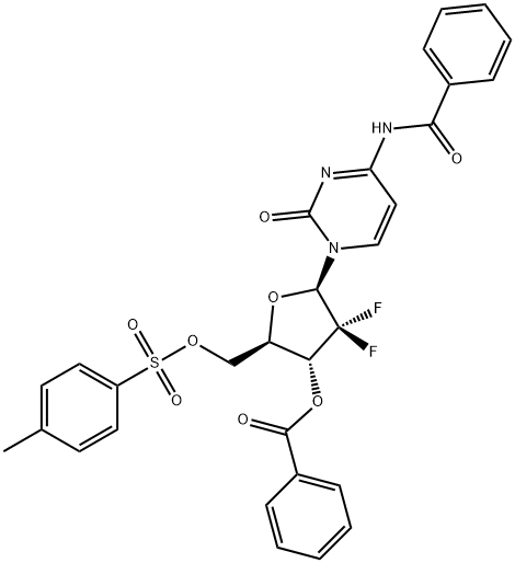 N-Benzoyl-2'-deoxy-2',2'-difluorocytidine 3'-Benzoate 5'-(4-Methylbenzenesulfonate) Struktur