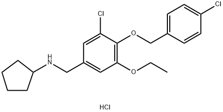 Benzenemethanamine, 3-chloro-4-[(4-chlorophenyl)methoxy]-N-cyclopentyl-5-ethoxy-, hydrochloride (1:1) 結(jié)構(gòu)式