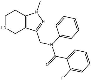 2-fluoro-N-[(1-methyl-4,5,6,7-tetrahydro-1H-pyrazolo[4,3-c]pyridin-3-yl)methyl]-N-phenylbenzamide hydrochloride Struktur