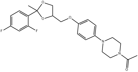 1-[4-[4-[[(2R,4S)-2-(2,4-difluorophenyl)-2-methyl-1,3-dioxolan-4-yl]methoxy]phenyl]piperazin-1-yl]ethanone Struktur