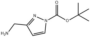 1H-Pyrazole-1-carboxylic acid, 3-(aminomethyl)-, 1,1-dimethylethyl ester Struktur