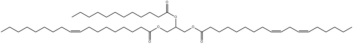 9,12-Octadecadienoic acid (9Z,12Z)-, 2-[(1-oxododecyl)oxy]-3-[[(9Z)-1-oxo-9-octadecen-1-yl]oxy]propyl ester Struktur