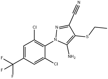 1H-Pyrazole-3-carbonitrile, 5-amino-1-[2,6-dichloro-4-(trifluoromethyl)phenyl]-4-(ethylthio)- Struktur