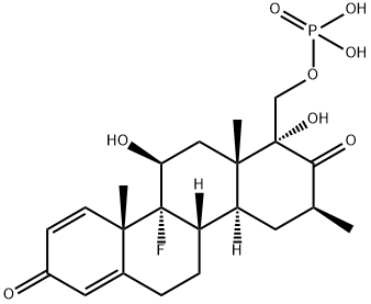 2,8-Chrysenedione, 10b-fluoro-1,3,4,4a,4b,5,6,10a,10b,11,12,12a-dodecahydro-1,11-dihydroxy-3,10a,12a-trimethyl-1-[(phosphonooxy)methyl]-, (1R,3S,4aS,4bS,10aS,10bR,11S,12aS)- Struktur